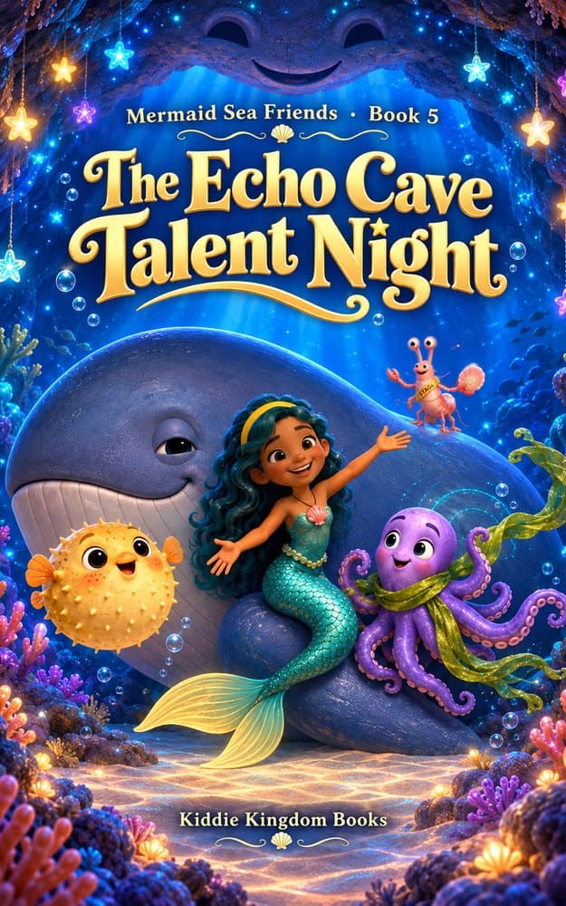The Echo Cave Talent Night — chapter book cover, ages 7-10, by Kiddie Kingdom Books